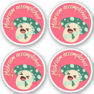 Green Fun Mushroom Grad Label- Pack of 4