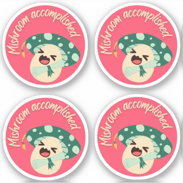 Green Fun Mushroom Grad Label- Pack of 4 (Front)