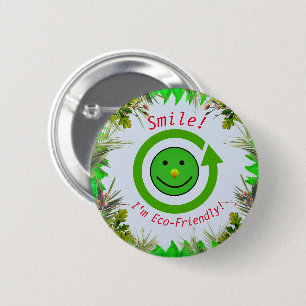 Green Fun - Trendy  Eco-Friendly  2 Inch Round Button