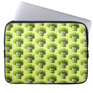 Green Funny Cartoon Broccoli Pattern Laptop Sleeve