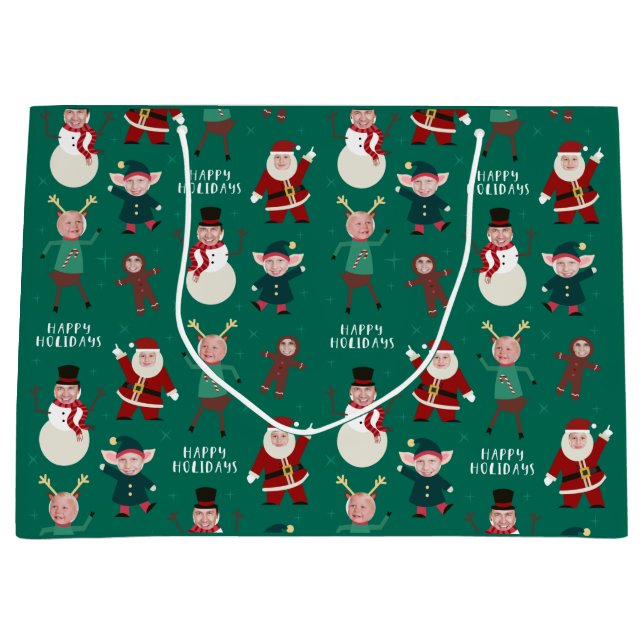 Green Funny Famille Photo Vacances Sac cadeau (Devant)