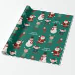 Green Funny Family Photo Holiday Wrapping Paper<br><div class="desc">Place your family photos inside this fun,  Christmas wrapping paper for a festive and humourous way to decoration wrap your presents. Featuring a snowman,  elf,  reindeer,  gingerbread man and Santa Claus. It's funny and cute and will bring jolly laughs during your gift exchange.</div>