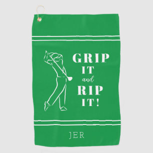 Green Funny Humourous Golf Grip Rip Mens Pro Custo Towel