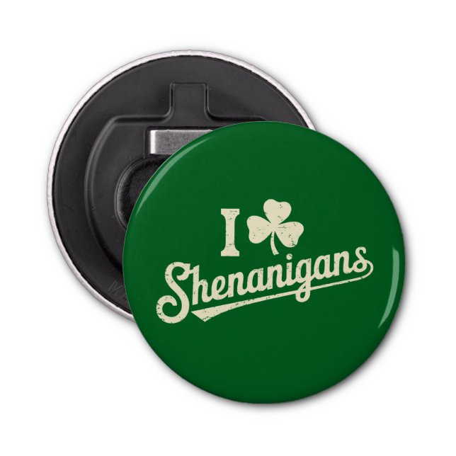 Green Funny Irish Patty's Shamrock Saint Patricks  Bottle Opener (Front)