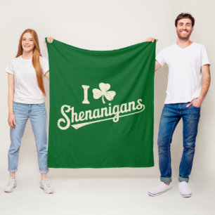 Green Funny Irish Patty's Shamrock Saint Patricks Fleece Blanket
