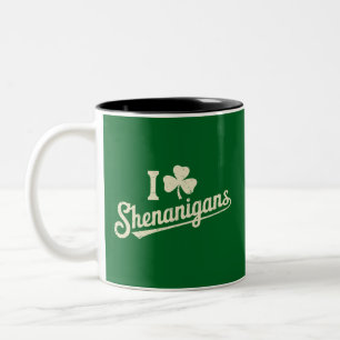 Green Funny Irish Patty's Shamrock Saint Patricks Two-Tone Coffee Mug