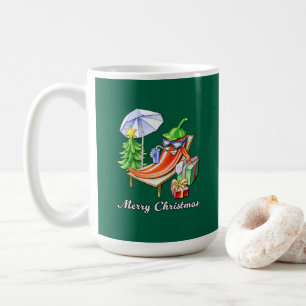 Green Funny Merry Christmas Chili Drawing Coffee Mug