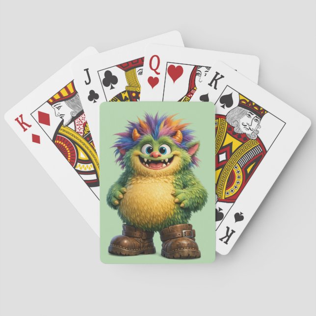 Green Funny Monster Playing Cards (Back)