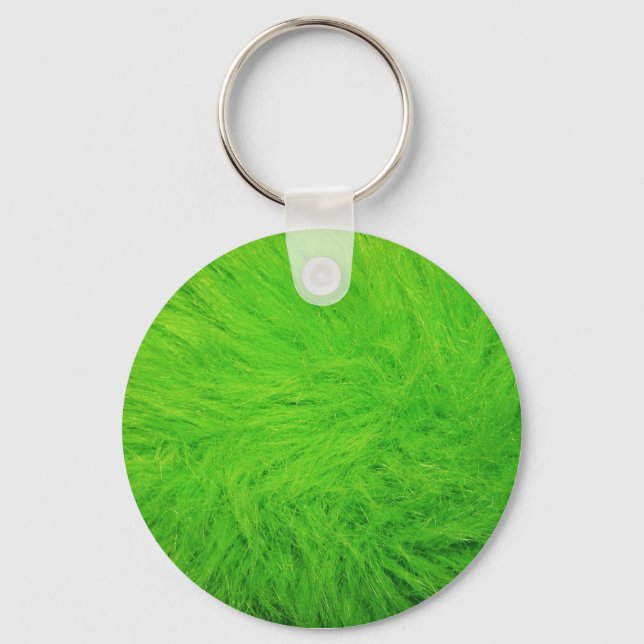 Green Fur Photo Keychain (Front)