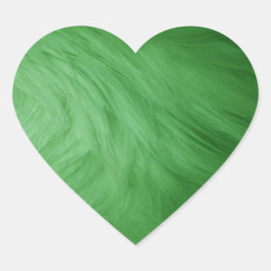 Green Fur Print Heart Sticker