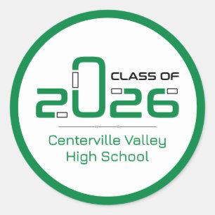 Green Futuristic Class of 2026 Classic Round Sticker