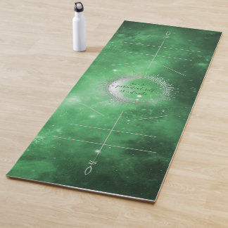 Green Galaxy, Alignment Lines Yoga Mat