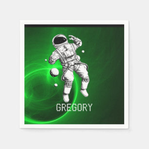 Green Galaxy Astronaut Personalized Napkin
