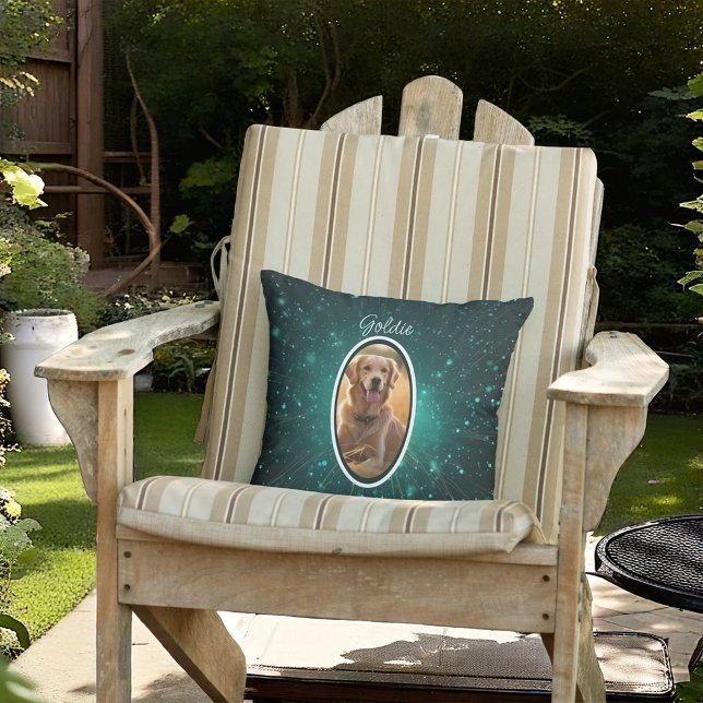 Green Galaxy Pet Photo Throw Pillow (Creator Uploaded)