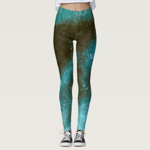Green Galaxy Sparkle Abstract Leggings