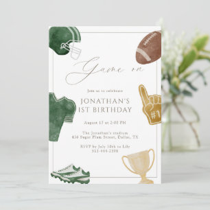 Green Game On Football Birthday Invitation