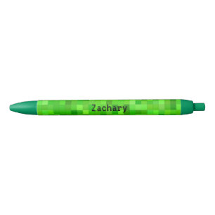 Green Gamer Pixels   Personalized Black Ink Pen