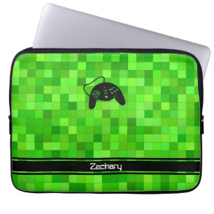 Green Gamer Pixels   Personalized Laptop Sleeve