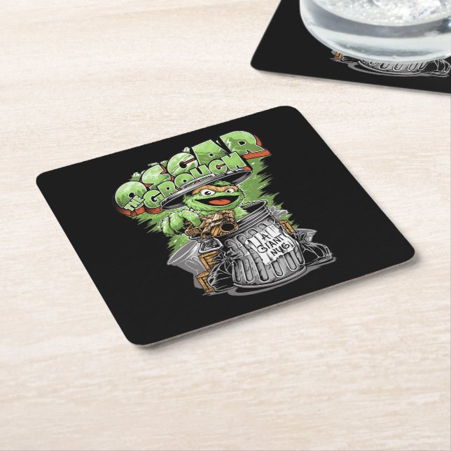 Green Garbage Monster  Square Paper Coaster (Angled)