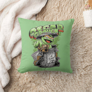 Green Garbage Monster Throw Pillow