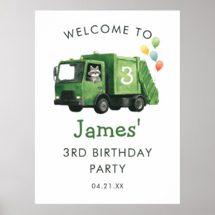 Green Garbage Truck Birthday Welcome Sign