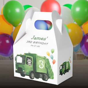 Green Garbage Truck Birthday Welcome Sign Favor Box
