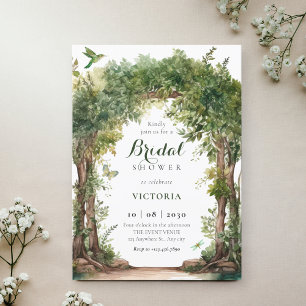 Green garden arch leaves bridal shower invitation