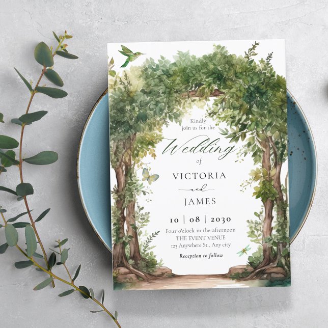 Green garden arch leaves wedding  invitation (Creator Uploaded)