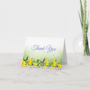 Green Garden Farm Market Yellow Purple Floral  Thank You Card