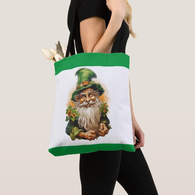 Green Garden Gnome 6 Tote Bag (Close Up)