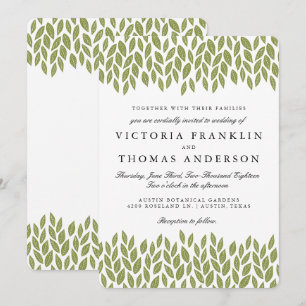 Green Garden Leaves Wedding Invitation