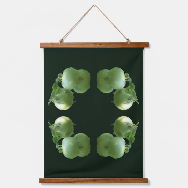 Green Garden Tomatoes Mirror Nature Abstract Hanging Tapestry (Front)