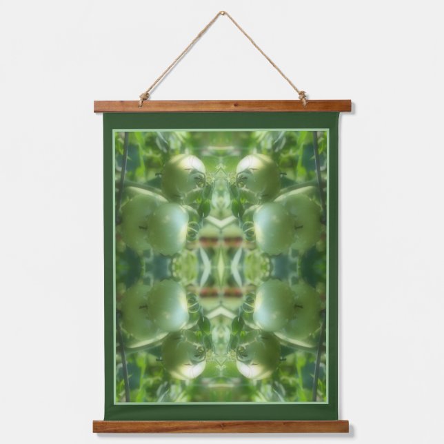 Green Garden Tomatoes Nature Abstract Hanging Tapestry (Front)