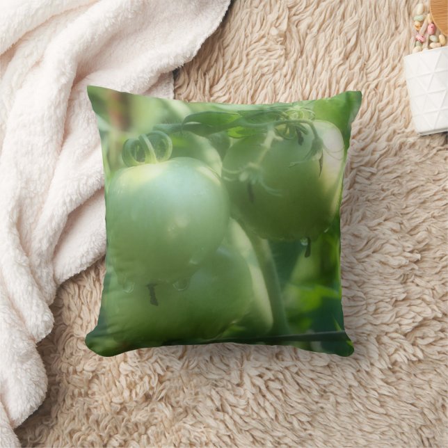 Green Garden Tomatoes Nature Throw Pillow (Blanket)