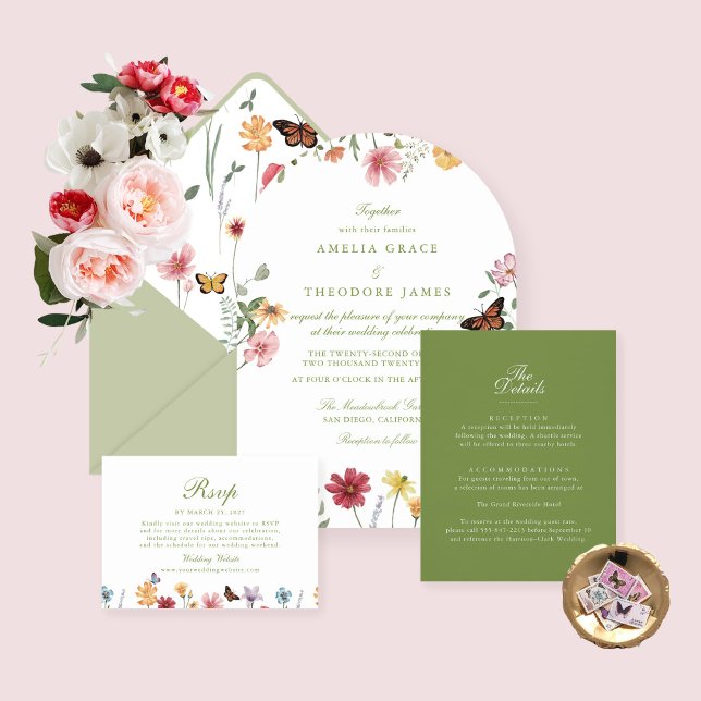 Green Garden Wedding Details Card (Creator Uploaded)