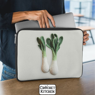 Green Gardener Minimalist Crochet Leek Yarn Art  Laptop Sleeve