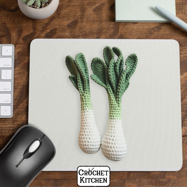 Green Gardener Minimalist Crochet Leek Yarn Art  Mouse Pad (Creator Uploaded)