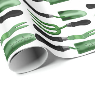 Green Gardening Tools Wrapping Paper