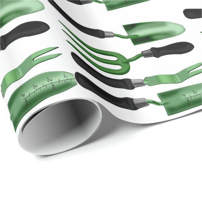 Green Gardening Tools Wrapping Paper (Roll Corner)