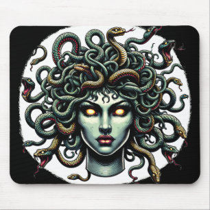 Green Gazing Medusa Head full of Snakes Mouse Pad