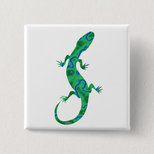 Green Gecko 2 Inch Square Button