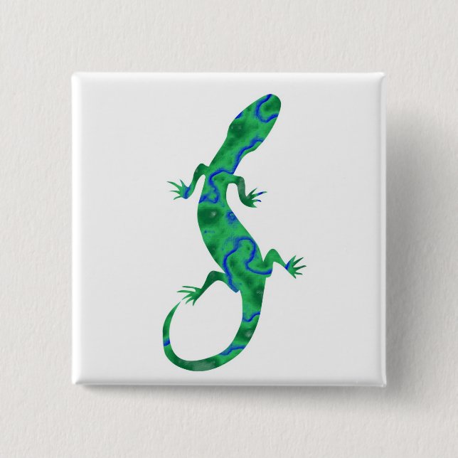 Green Gecko 2 Inch Square Button (Front)