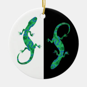 Green Gecko Ceramic Ornament