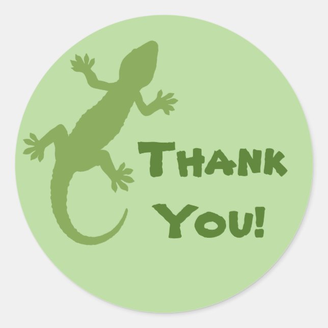 Green Gecko Thank You Classic Round Sticker (Front)