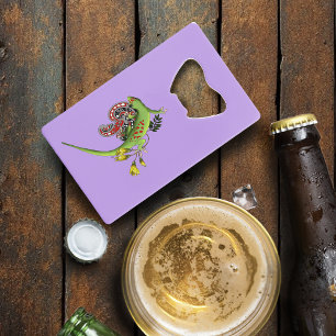 Green Gecko Tribal Lavender Red Credit Card Bottle Opener