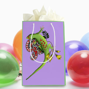 Green Gecko Tribal Lavender Red Medium Gift Bag