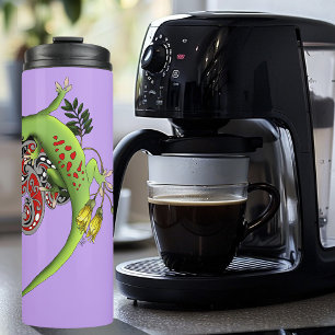 Green Gecko Tribal Lavender Red Thermal Tumbler