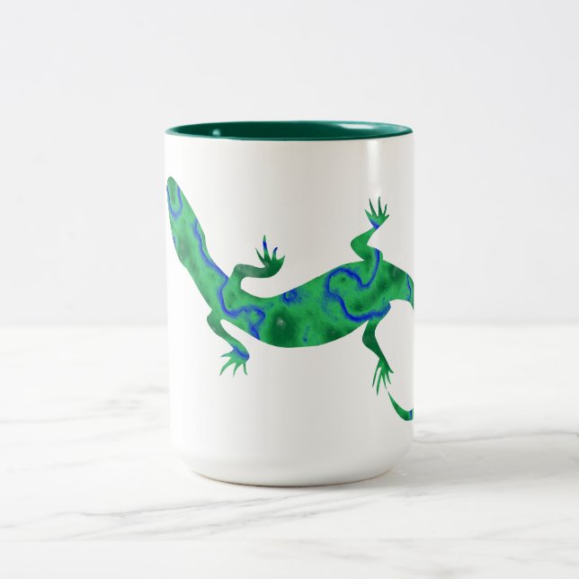 Green Gecko Two-Tone Coffee Mug (Center)