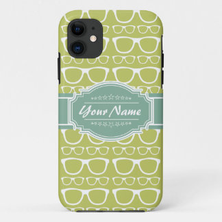 Green Geek Glasses Personalized iPhone 11 Case