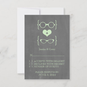 Green Geeky Glasses Chalkboard Response Card